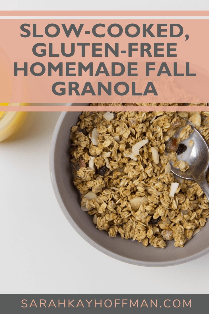 Slow Cooked, Gluten-Free Homemade Fall Granola www.sarahkayhoffman.com #glutenfree #glutenfreerecipes #granola #fall