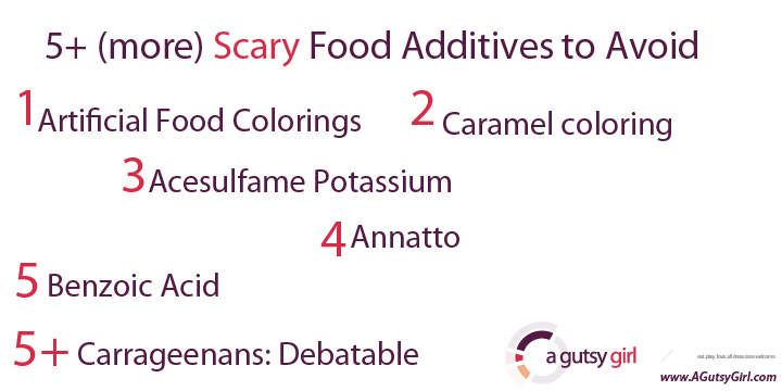 5 More Scary Food Additives via sarahkayhoffman.com #ibs #healthyliving #guthealth #gmos #health