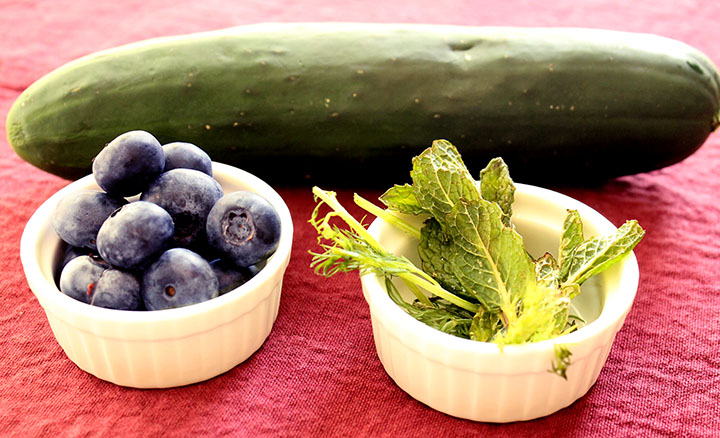 just a few ingredients. cucumber & blueberry summer salad with homemade blueberry vinaigrette #recipe via www.agutsygirl.com #glutenfree #grainfree #dairyfree