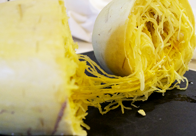 Scooping out Spaghetti Squash