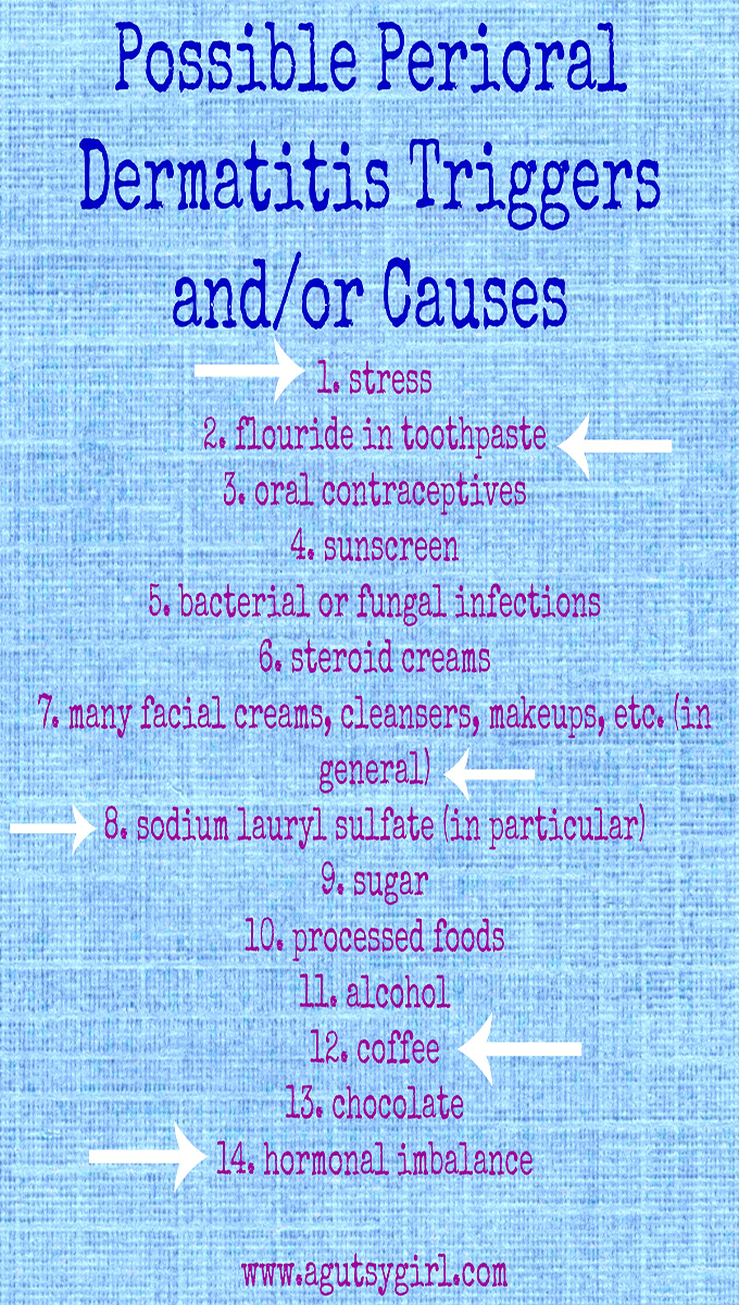 Possible Perioral Dermatitis Causes and Triggers via www.agutsygirl.com #guthealth #skincare #dermatitis