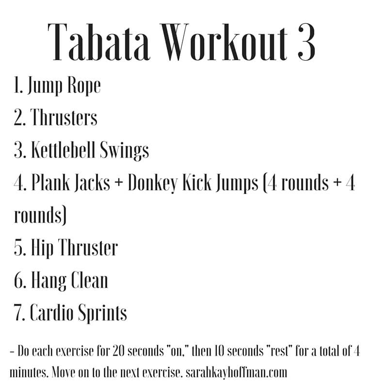 Tabata Workouts Tabata Workout 3 sarahkayhoffman.com