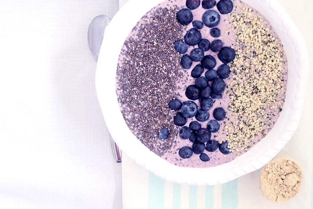 Recipes for the Family via sarahkayhoffman.com Blueberry Protein Smoothie Bowl Nutiva Organic Plant Protein Superfood 30 Shakes Vanilla Smoothies