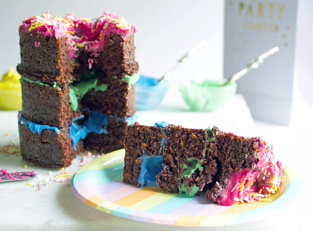 Paleo Birthday Cake with Rainbow Unicorn Frosting Yum Best Paleo Recipes sarahkayhoffman.com