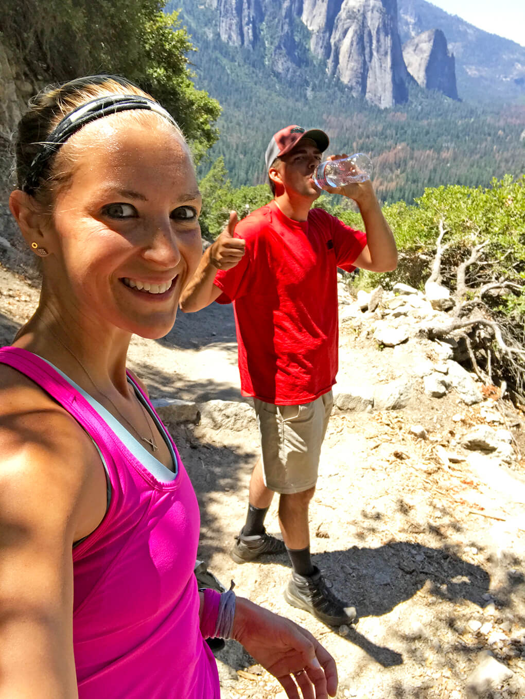 Hiking Yosemite sarahkayhoffman.com JJ, SKH stop 4-mile hike Glacier Point