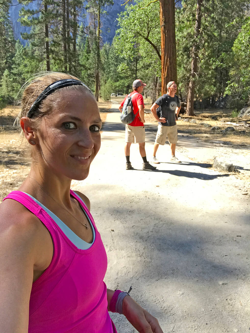 Hiking Yosemite sarahkayhoffman.com SKH, Ryan, JJ bottom Glacier Point Hike