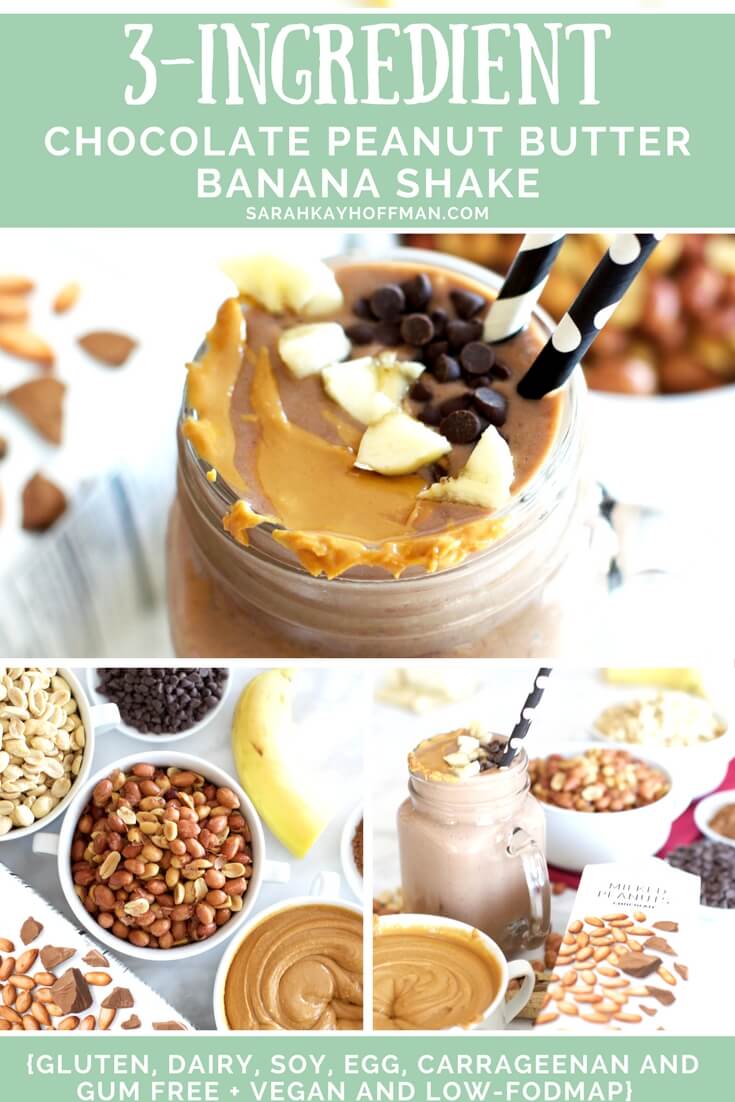 3-Ingredient Chocolate Peanut Butter Banana Shake sarahkayhoffman.com dairy free low FODMAP gluten free
