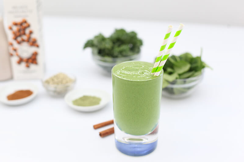 Boosted Green Smoothie www.sarahkayhoffman.com plant based smoothies Elmhurst Milked