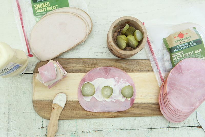 Minnesota Sushi www.sarahkayhoffman.com pickle ham turkey mayo #healthyliving #snacks #recipe #glutenfree