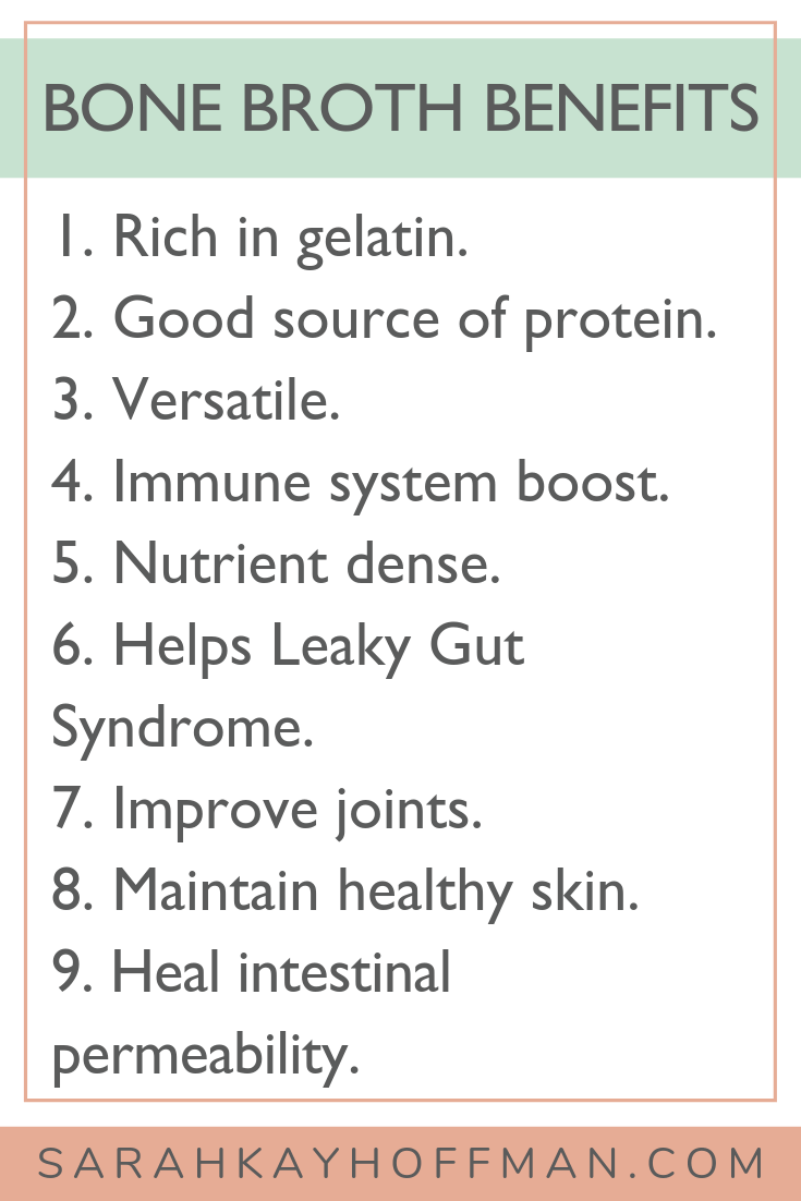 Bone Broth Benefits www.sarahkayhoffman.com #guthealth #bonebroth #guthealing #StayVital