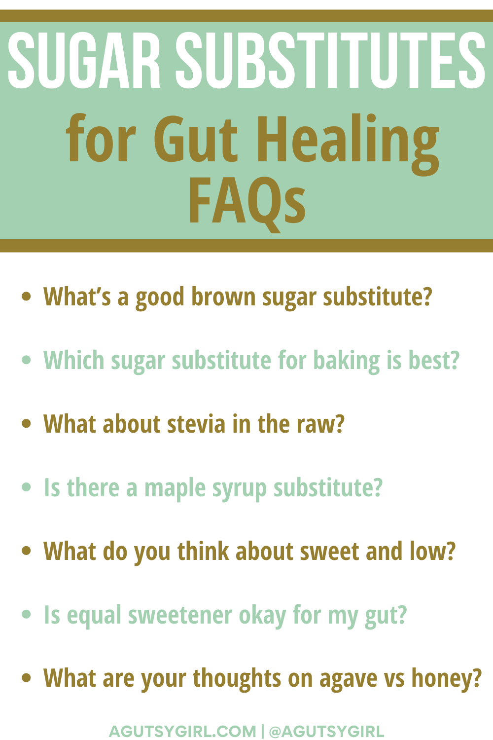 Sugar Substitutes FAQ agutsygirl.com #sugarswap #sugarsubstitutes #iquitsugar