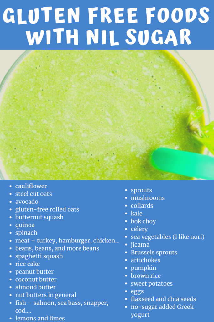 Gluten Free Foods with Nil Sugar list with A Gutsy Girl agutsygirl.com