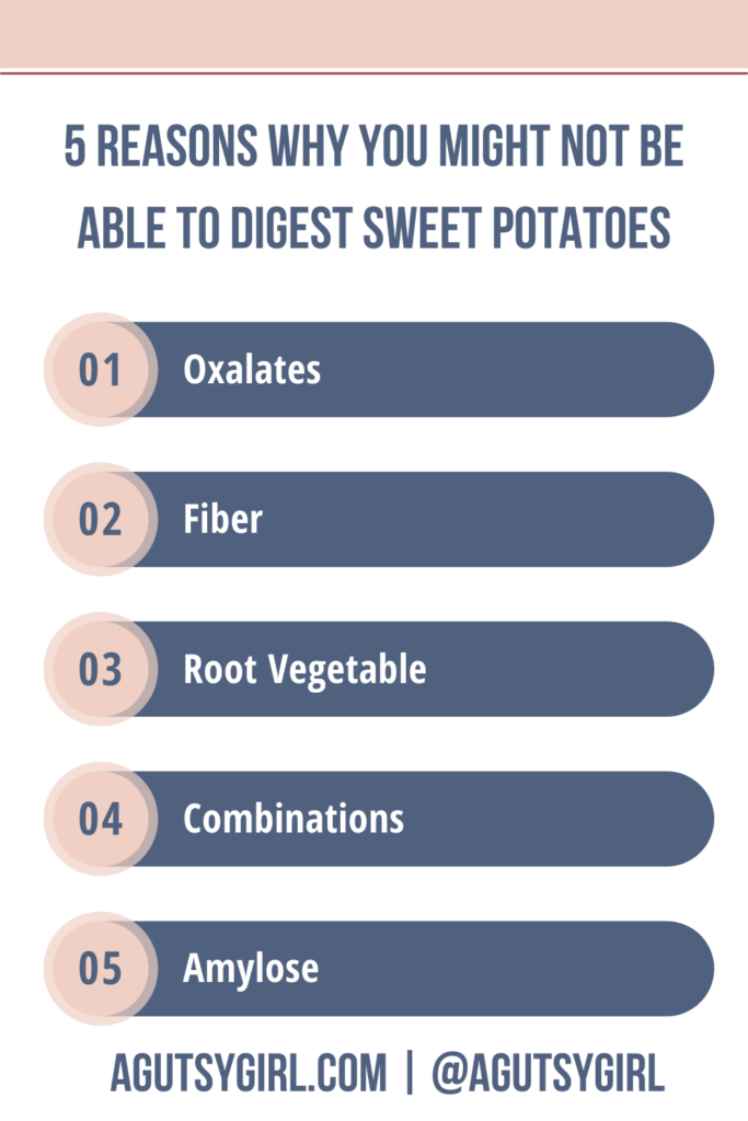 5 Reasons Why You Might not be able to digest sweet potatoes agutsygirl.com #sweetpotato