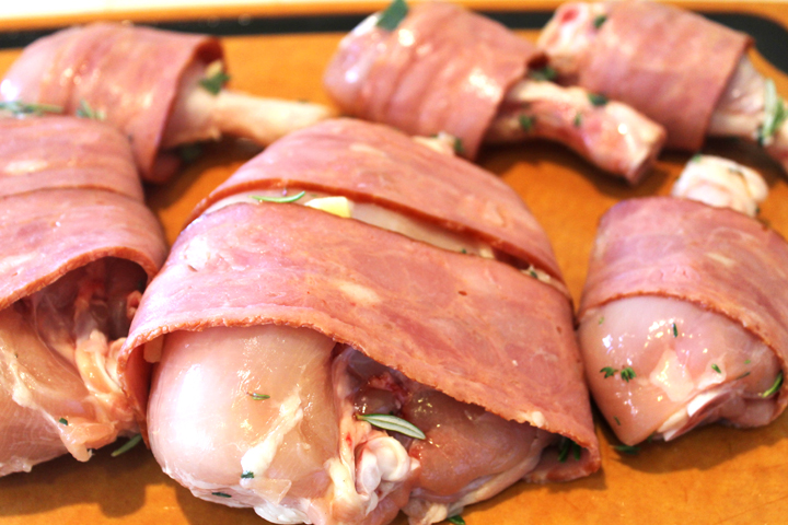 Slow Cooked Bacon-Wrapped Chicken Drizzled with Honey