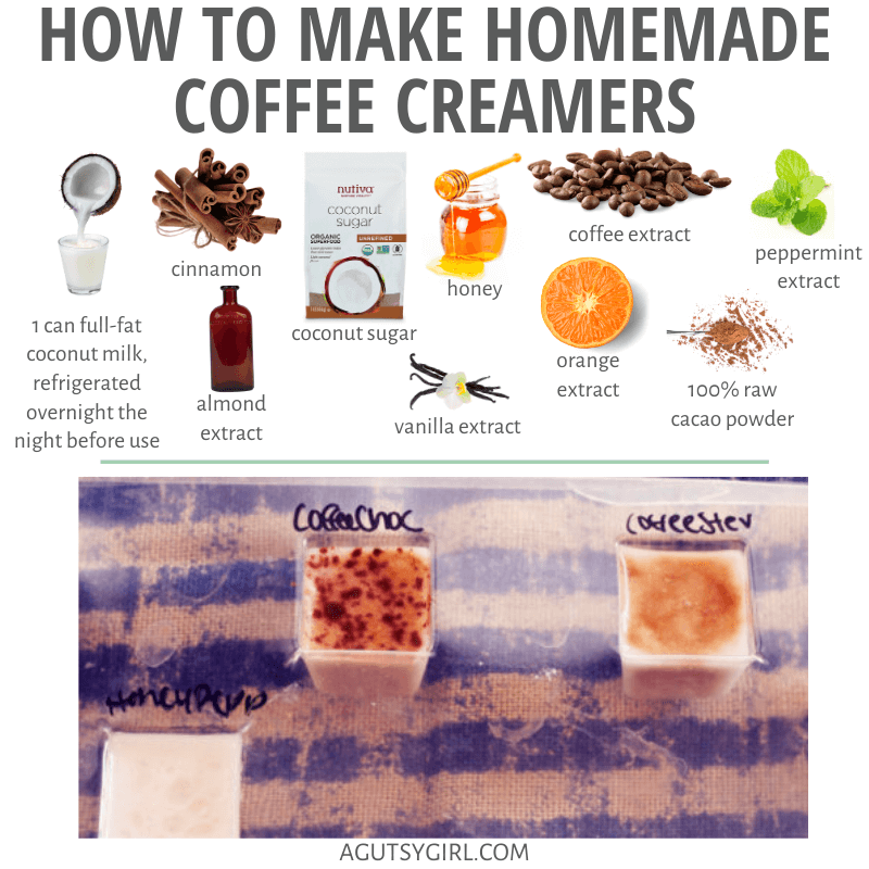 How to Make Homemade Coffee Creamers agutsygirl.com #coffeecreamer #dairyfree #guthealth #coffee