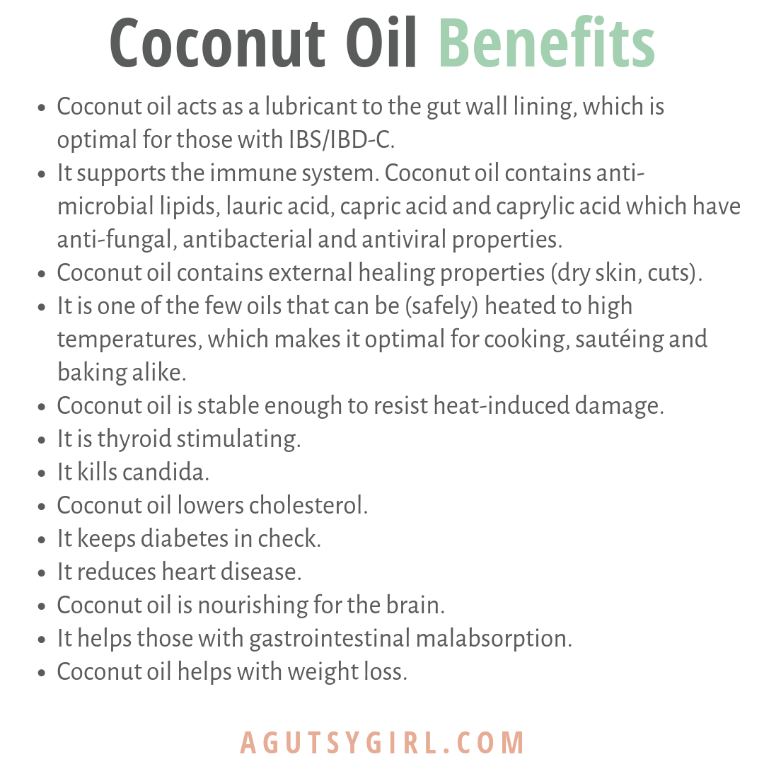 Organic Coconut Oil benefits agutsygirl.com #coconutoil #coconut #keto #guthealth