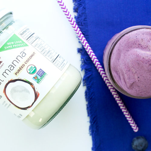 SKH Thick ‘n Creamy Manna-Blueberry Smoothie 7 Days of Smoothies Challenge with Nutiva sarahkayhoffman.com