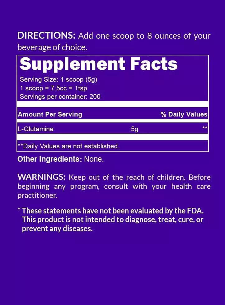 Naked Glutamine nutritional facts agutsygirl.com