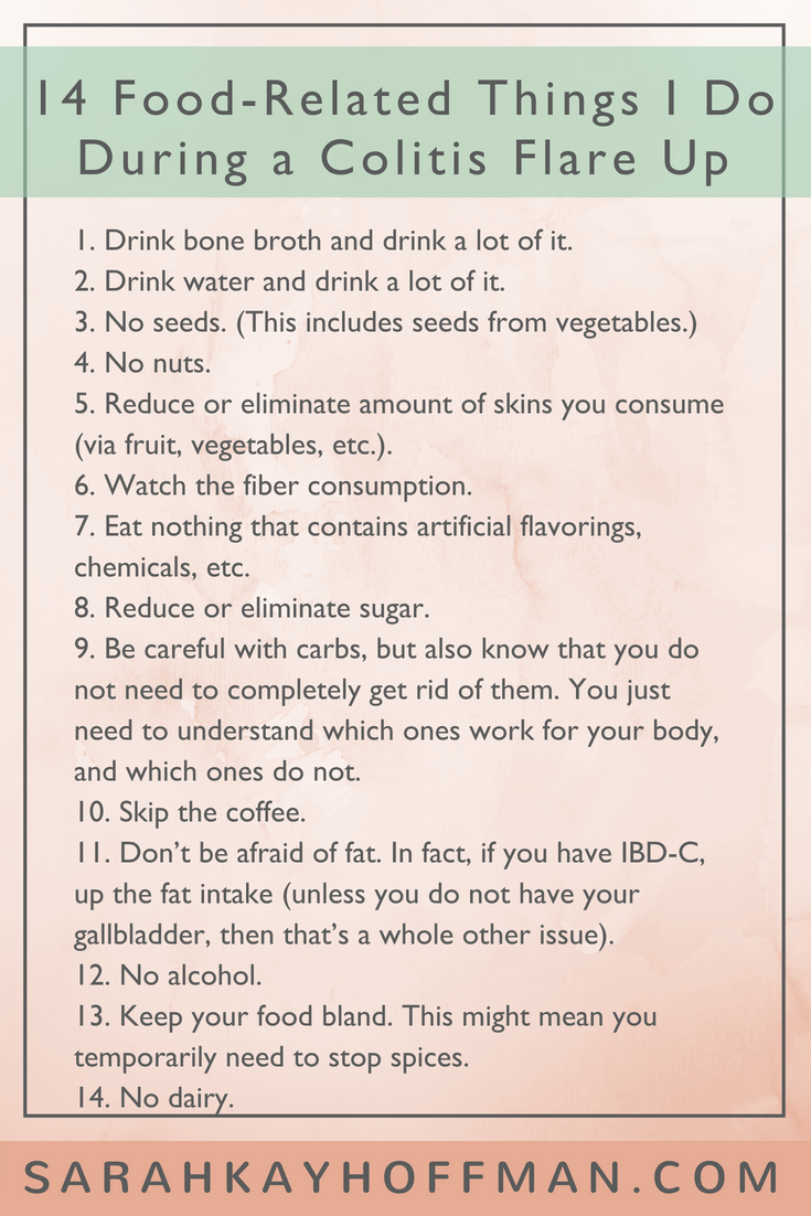 21 Things to Do During a Colitis Flare Up www.sarahkayhoffman.com 14 Food related things to do #guthealth #healthyliving #colitis #ibd
