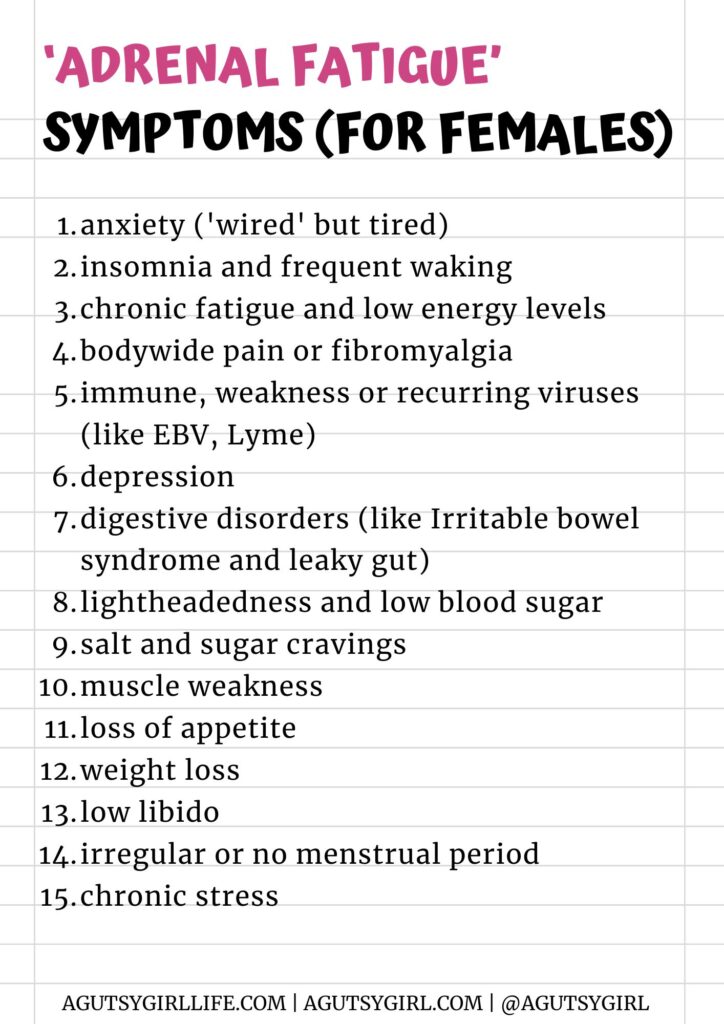 Adrenal fatigue symptoms for females with A Gutsy Girl agutsygirl.com