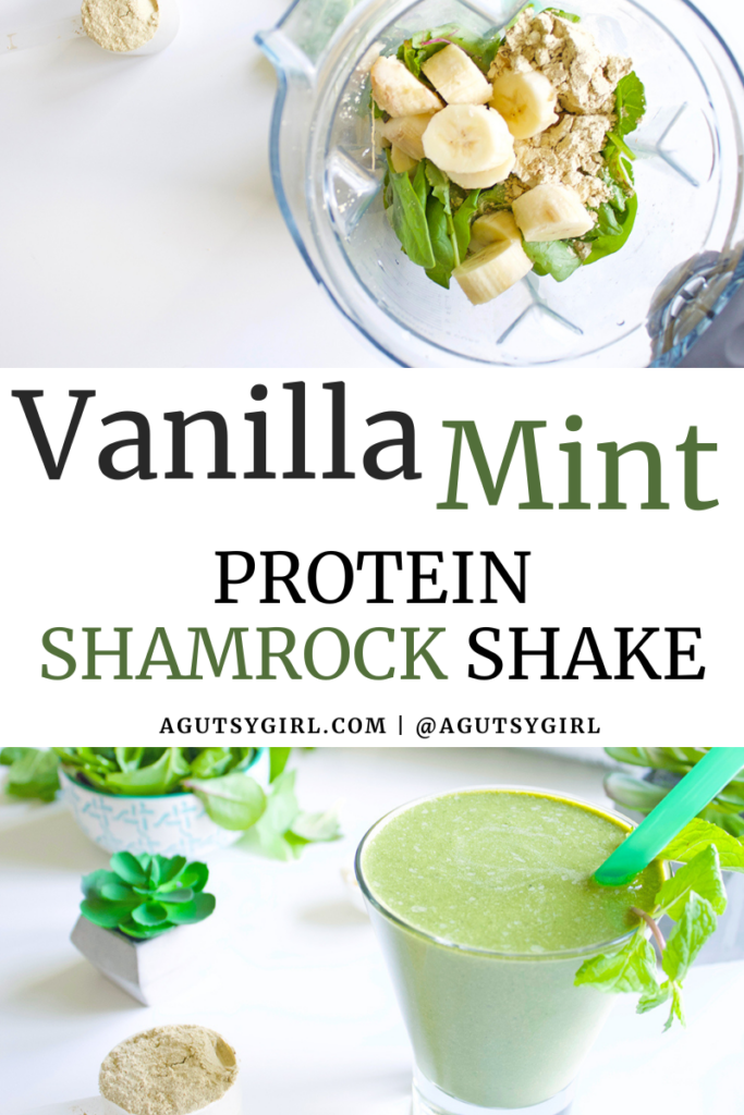 Protein Shamrock Shake Recipe vanilla mint agutsygirl.com