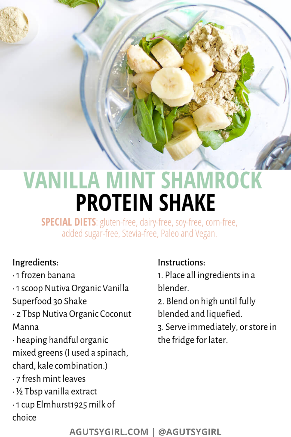 Vanilla Mint Shamrock Protein Shake A