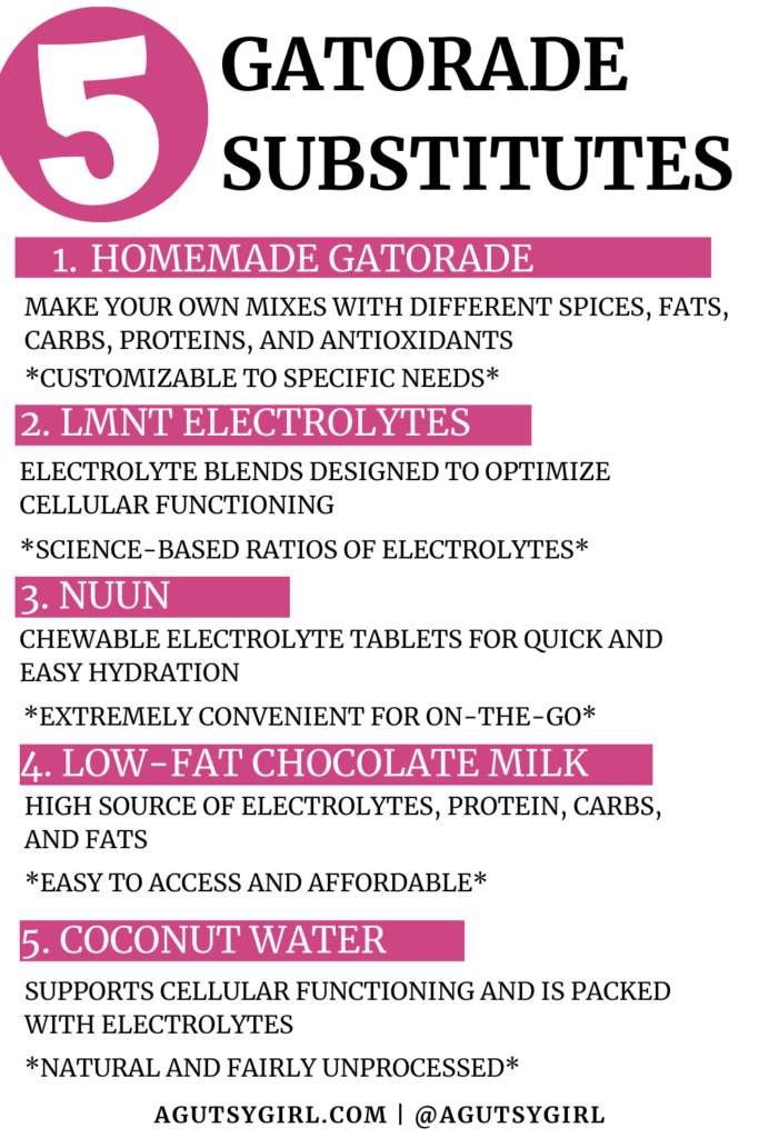 5 Gatorade substitutes agutsygirl.com #electrolyte