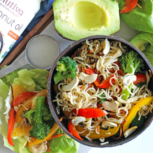 Gluten Free Recipe Roundup Four agutsygirl.com Vegan Ramen Noodle Lettuce Wraps Noodles