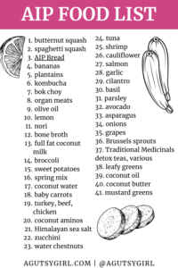 AIP Food List agutsygirl.com #aip #guthealing