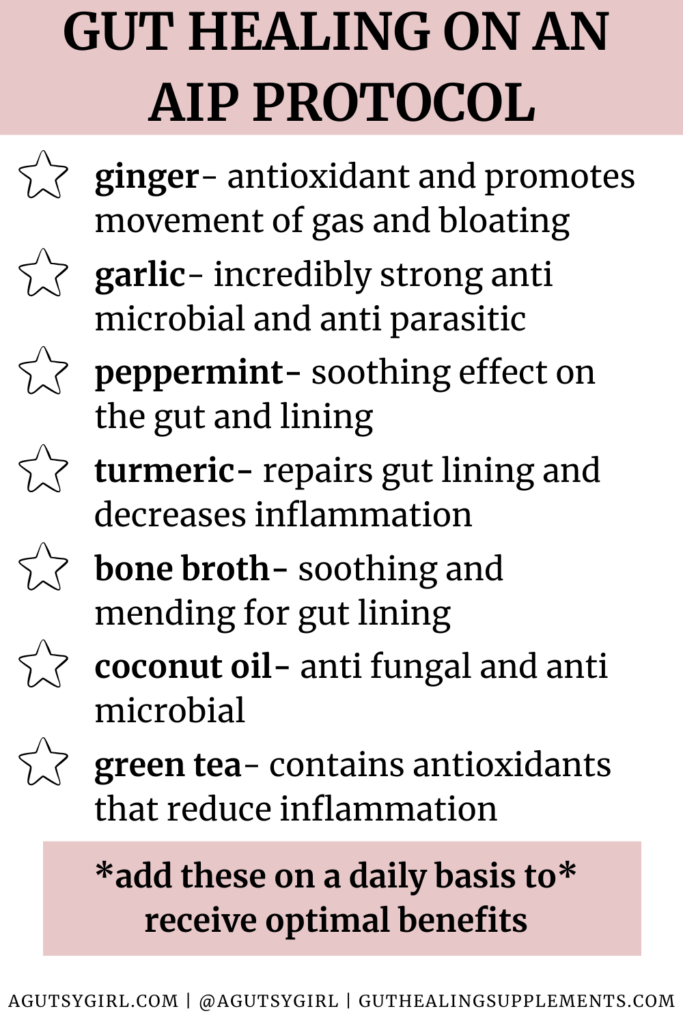 AIP Food List gut healing on an AIP protocol agutsygirl.com #aip #guthealing