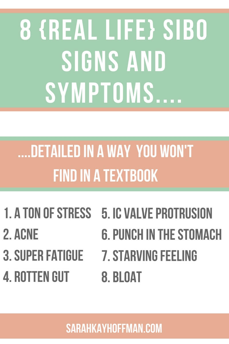 8 SIBO Signs and Symptoms gut health low FODMAP agutsygirl.com #SIBO #guthealth #lowfodmap #acne