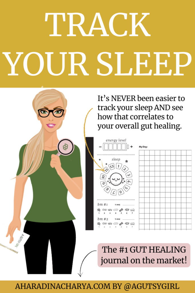 Track your sleep with a sleep tracker in 28-day gut healing journal by agutsygirl.com
