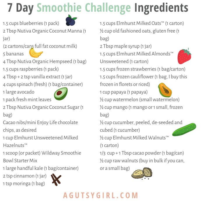 7-Day Smoothie Challenge Ingredients - A Gutsy Girl®