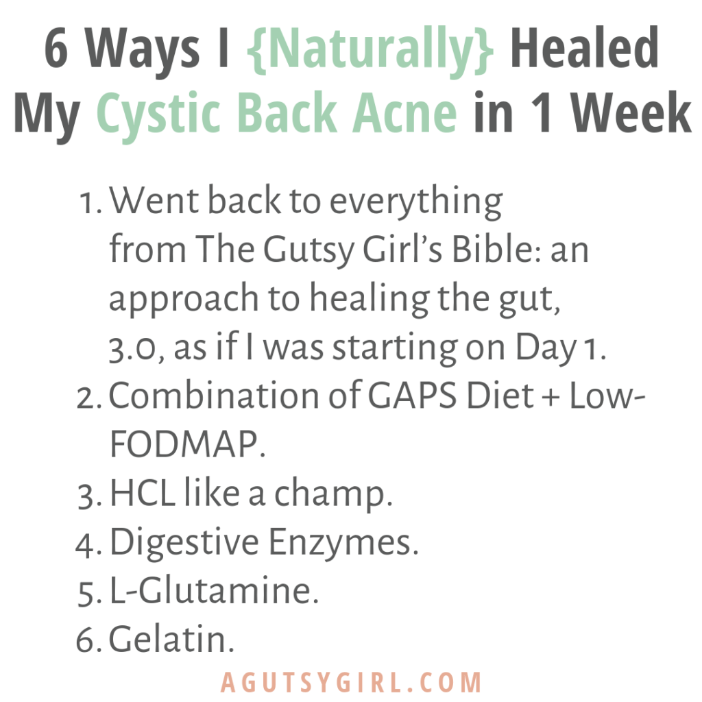 How I Naturally Healed Cystic Back Acne agutsygirl.com #acne #lowfodmap #supplements #acnesolutions