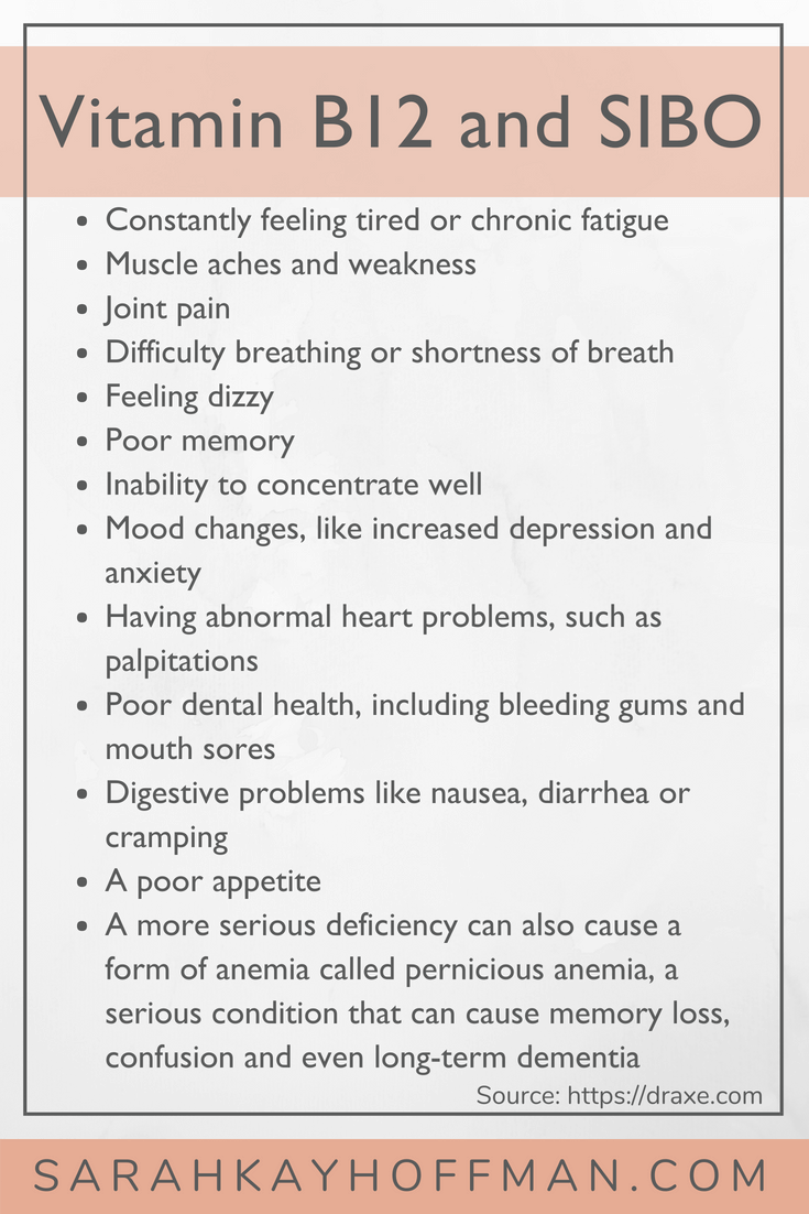 Vitamin B12 and SIBO www.sarahkayhoffman.com deficiency symptoms #b12 #guthealth #SIBO