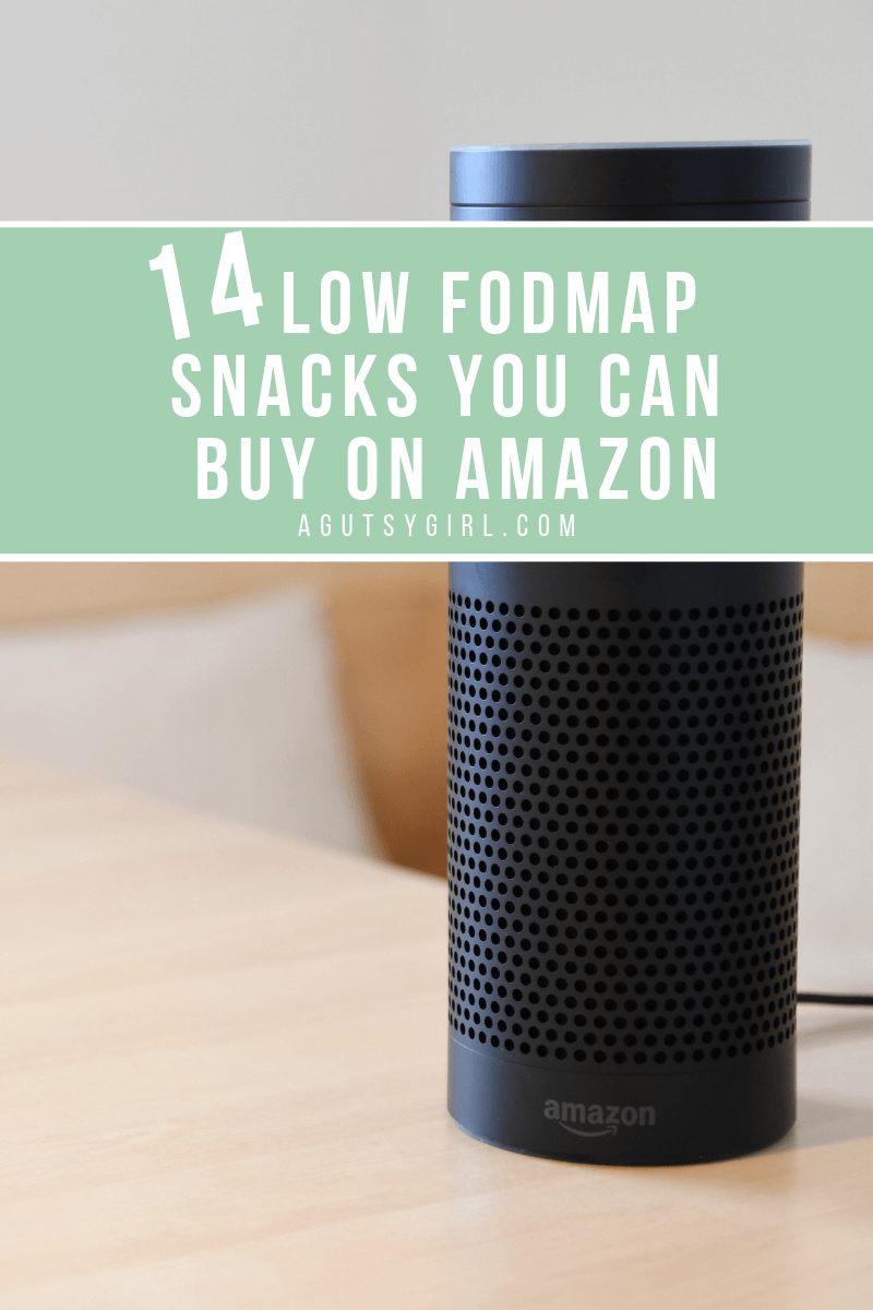 14 Low FODMAP Snacks You Can Buy on Amazon agutsygirl.com #lowfodmap #fodmap #ibs #snacks #amazonprime