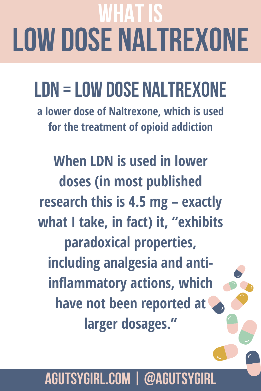 What is Low Dose Naltrexone LDN agutsygirl.com #inflammation #lowdosenaltrexone #prokinetic