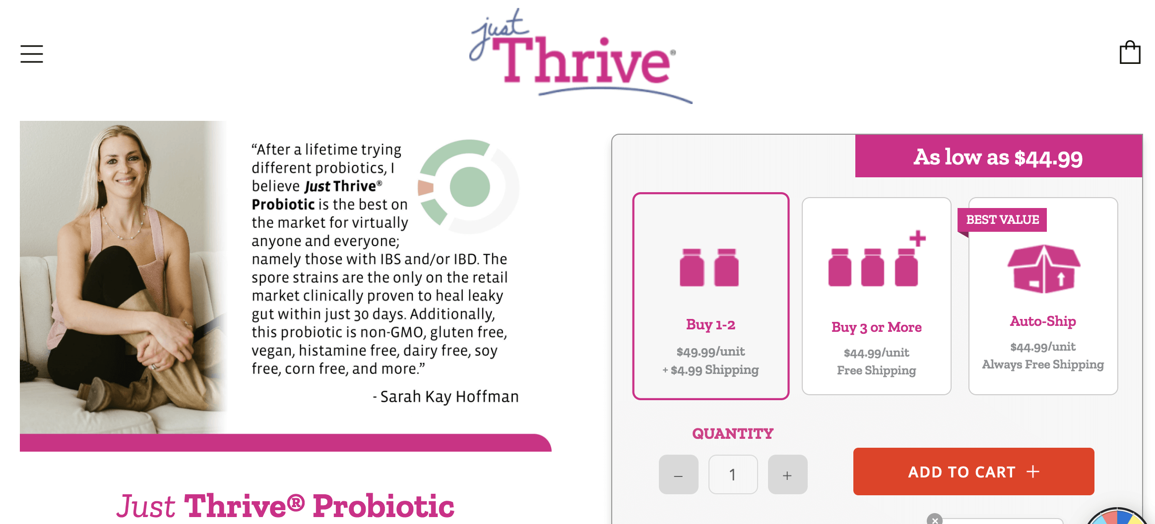 Just Thrive Probiotic benefits agutsygirl.com #probiotics #supplements #guthealth A Gutsy girl