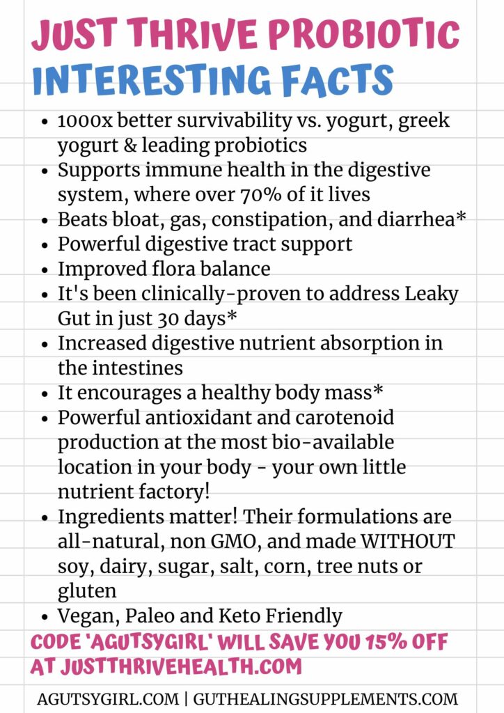 Just Thrive Probiotic reviews interesting facts agutsygirl.com