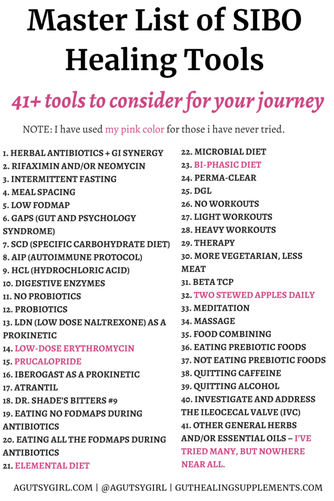 SIBO Master List of healing tools agutsygirl.com