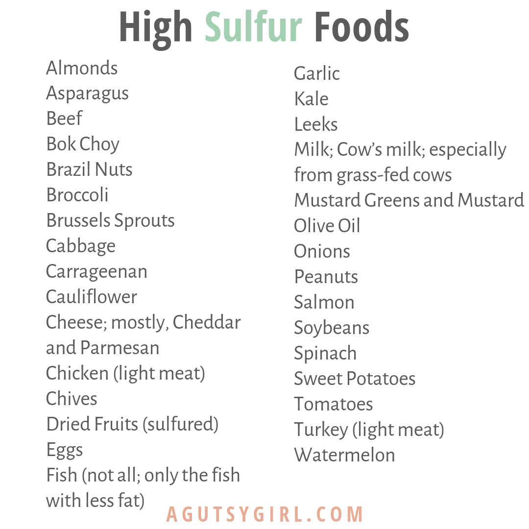 High Sulfur Food list Do You Smell Like Rotten Eggs agutsygirl.com A Gutsy Girl SIBO #guthealth #ibs #sibo