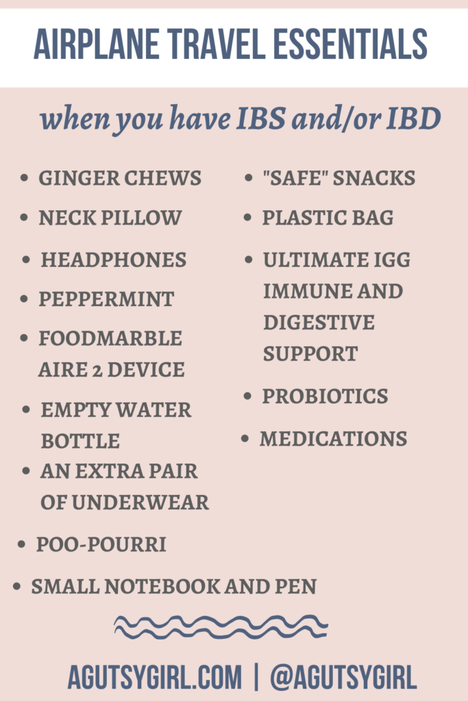 Ultimate Airplane Travel List {for women with IBS and or IBD} agutsygirl.com #travel #ibs #packinglist