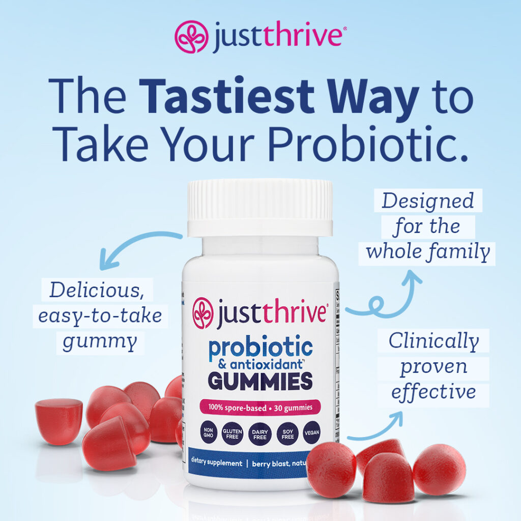 Just Thrive Probiotic gummies agutsygirl.com #probiotic