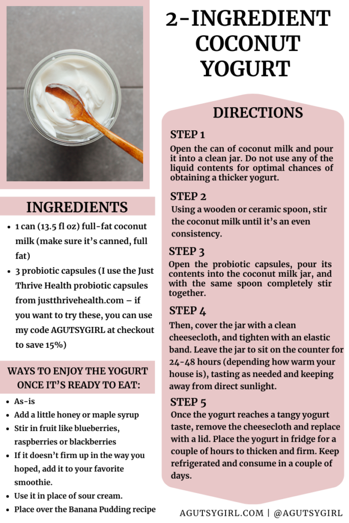 2 ingredient coconut yogurt agutsygirl.com