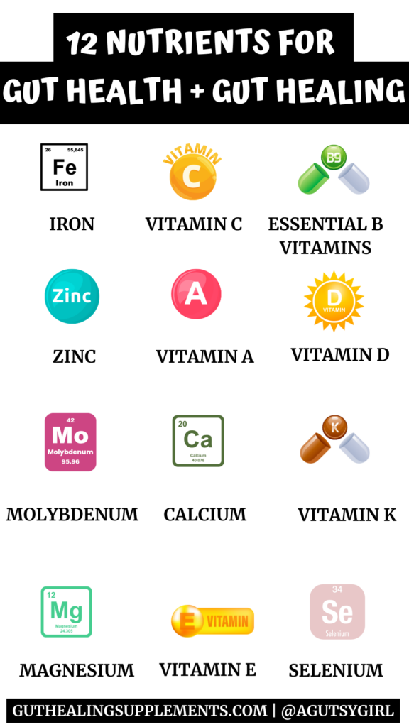 12 Nutrients for Gut Health + Gut Healing Supplement line A Gutsy Girl agutsygirl.com