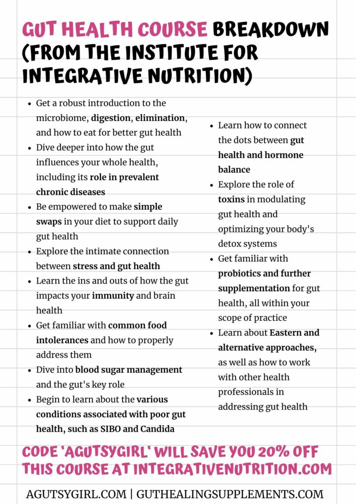 Gut Health Course breakdown from Integrative Nutrition agutsygirl.com