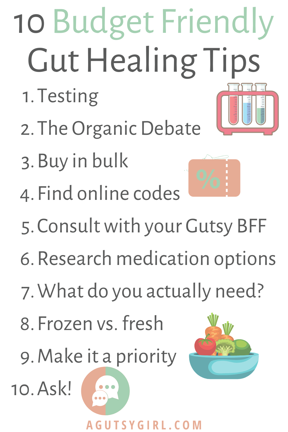 10 Budget Friendly Gut Healing Tips agutsygirl.com #guthealth #guthealing #budgeting #groceryshopping