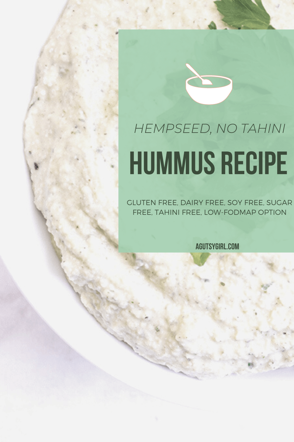 Hummus Recipe no tahini hempseed dairy free agutsygirl.com #glutenfree #dairyfree #diy #hummus