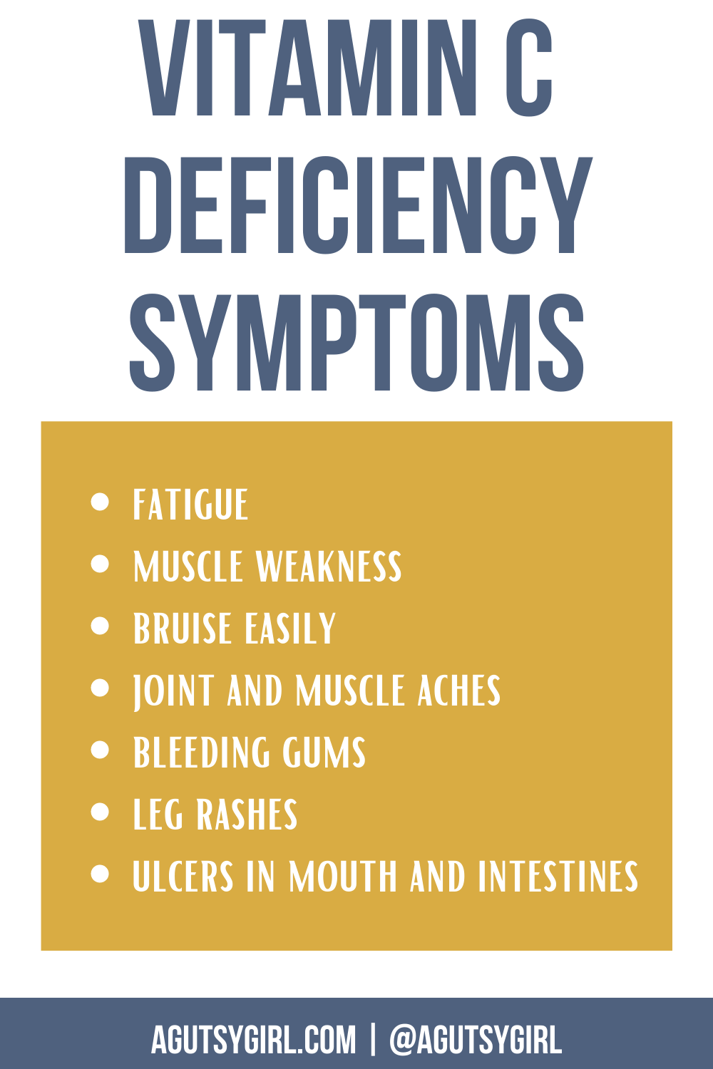 Vitamin C Deficiency Symptoms agutsygirl.com #vitaminc #guthealth #vitamincdeficiency