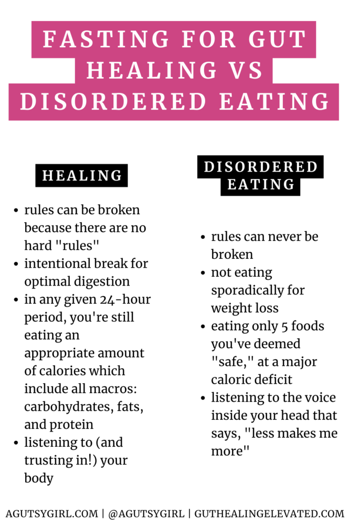 Fasting vs disordered eating for Gut Healing agutsygirl.com